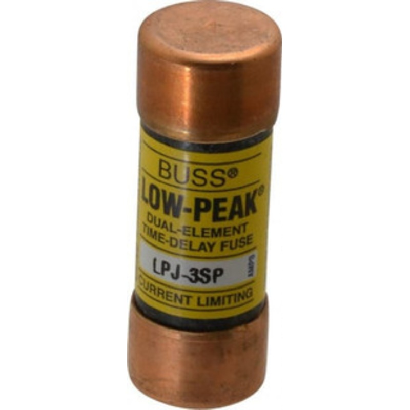 Bussmann 300 VDC, 600 VAC, 3 Amp, Time Delay General Purpose Fuse Fuse Holder Mount, 2-1/4 OAL, 100 at DC, 300 at AC (RMS) kA Rating, 13/16 Diam LPJ-3SP - 75390625