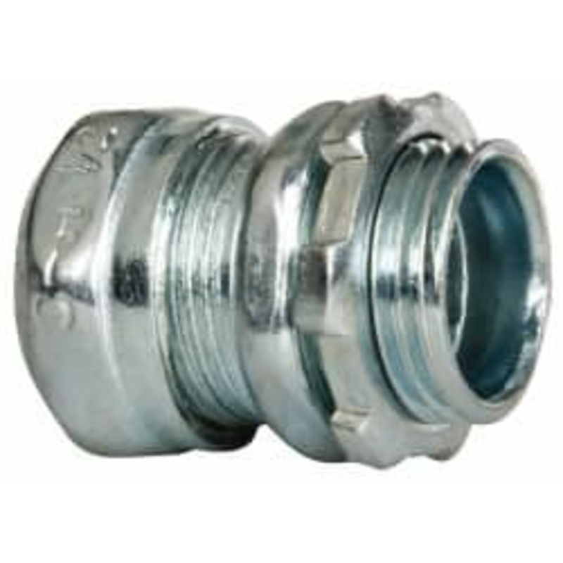 Crouse-Hinds 1/2 Trade EMT Conduit Connector Steel, Noninsulated, Straight Connector, Compression Connection 650S - 04518759