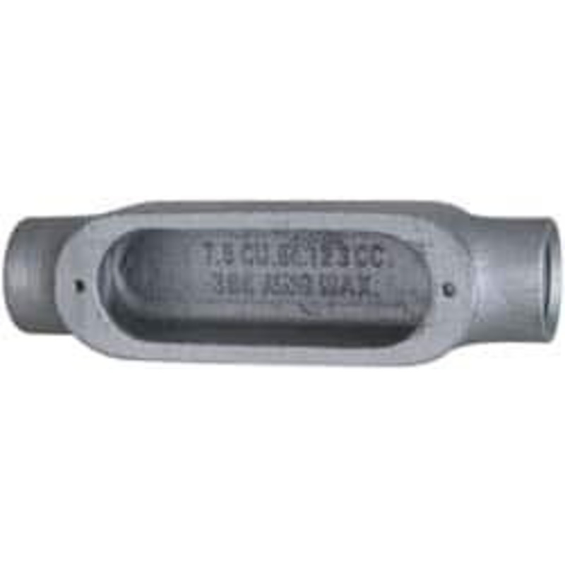 Crouse-Hinds Form 5, C Body, 3/4 Trade, Rigid Malleable Iron Conduit Body Oval, 6 OAL, 7-1/2 cc Capacity, Gray C75M - 04504973