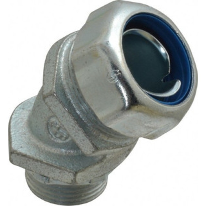 Thomas & Betts 3/4 Trade Liquidtight Conduit Connector Malleable Iron, Noninsulated, Angled Connector, Threaded Connection 5243 - 54058813