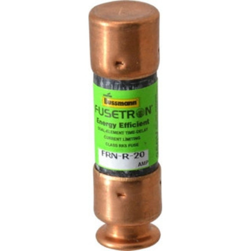 Bussmann 125 VDC, 250 VAC, 20 Amp, Time Delay General Purpose Fuse Fuse Holder Mount, 50.8mm OAL, 20 at DC, 200 (RMS) kA Rating, 9/16 Diam FRN-R-20 - 75784918