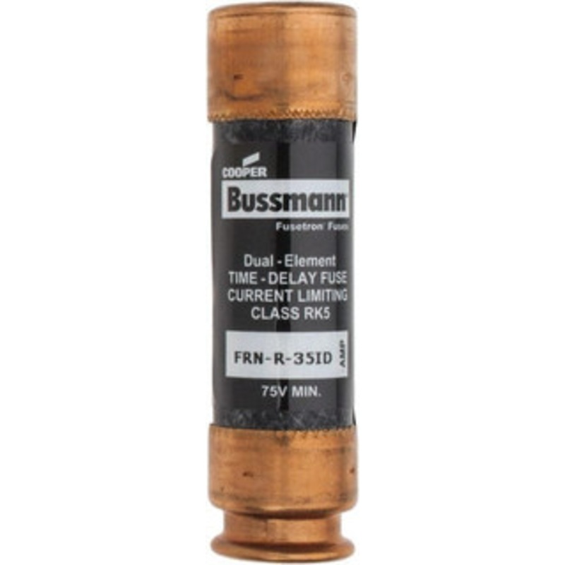 Bussmann 125 VDC, 250 VAC, 35 Amp, Time Delay General Purpose Fuse Fuse Holder Mount, 76.2mm OAL, 20 at DC, 200 (RMS) kA Rating, 20.6mm Diam FRN-R-35ID - 91700245