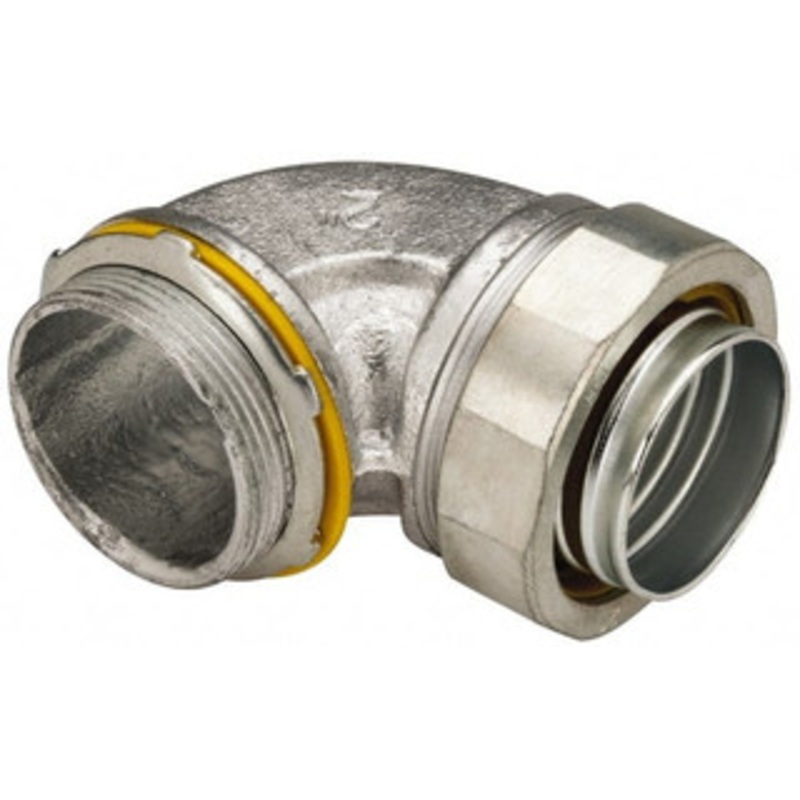 Crouse-Hinds 2 Trade Liquidtight Conduit Connector Malleable Iron, Noninsulated, Angled Connector, Threaded Connection LT20090 - 04913646