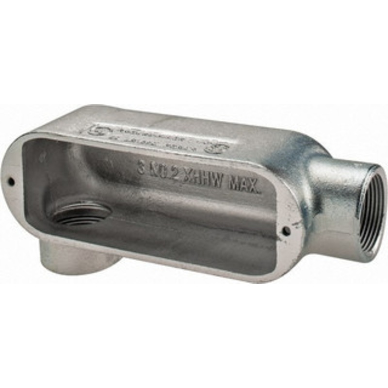 Crouse-Hinds Form 5, LR Body, 1-1/4 Trade, Rigid Malleable Iron Conduit Body Oval, 8.12 OAL, 32 cc Capacity, Gray LR125M - 04506465