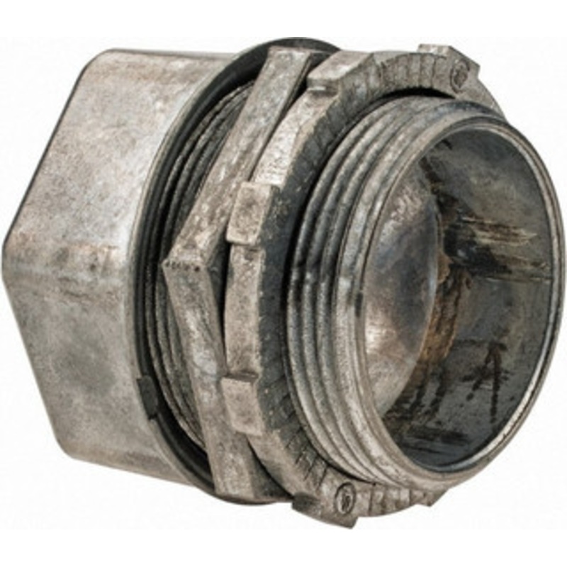 Thomas & Betts 1-1/2 Trade EMT Conduit Connector Die Cast Zinc, Noninsulated, Straight Connector, Compression Connection TC215SC - 00124347