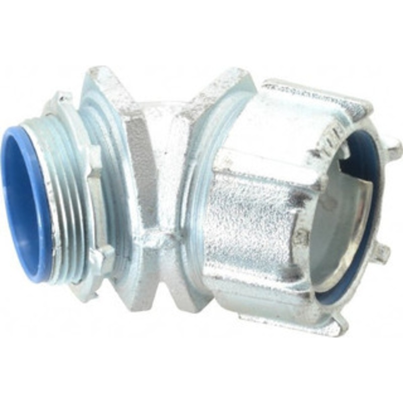 Thomas & Betts 1-1/2 Trade Liquidtight Conduit Connector Malleable Iron, Insulated, Angled Connector, Threaded Connection 5346 - 54058631