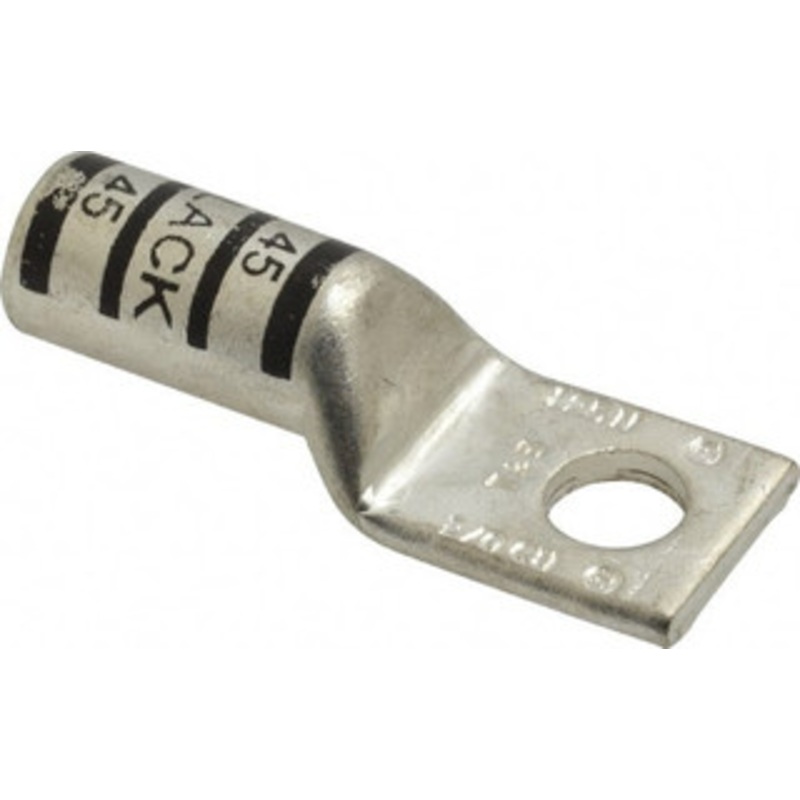 Thomas & Betts 2/0 AWG Noninsulated Compression Connection Square Ring Terminal 3/8 Stud, 2.28 OAL x 0.83 Wide, Tin Plated Copper Contact 54910BE - 54059662