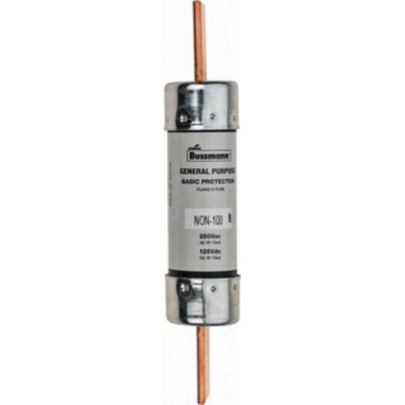 Bussmann 125 VDC, 250 VAC, 100 Amp, Fast-Acting General Purpose Fuse Bolt-on Mount, 5-7/8 OAL, 10 (RMS Symmetrical) kA Rating, 1-1/16 Diam NON-100 - 74701095