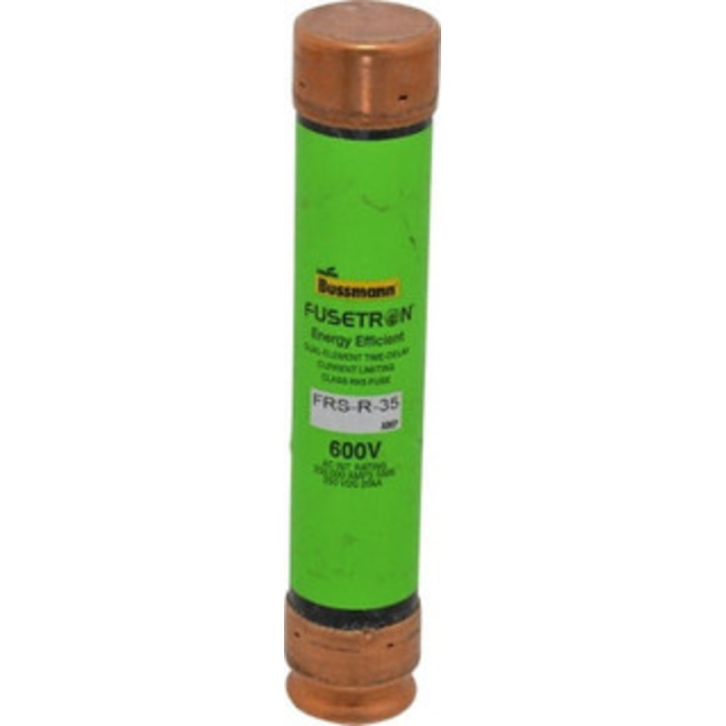 Bussmann 250 VDC, 600 VAC, 35 Amp, Time Delay General Purpose Fuse Fuse Holder Mount, 5-1/2 OAL, 20 at DC, 200 (RMS) kA Rating, 1-1/16 Diam FRS-R-35 - 75908798