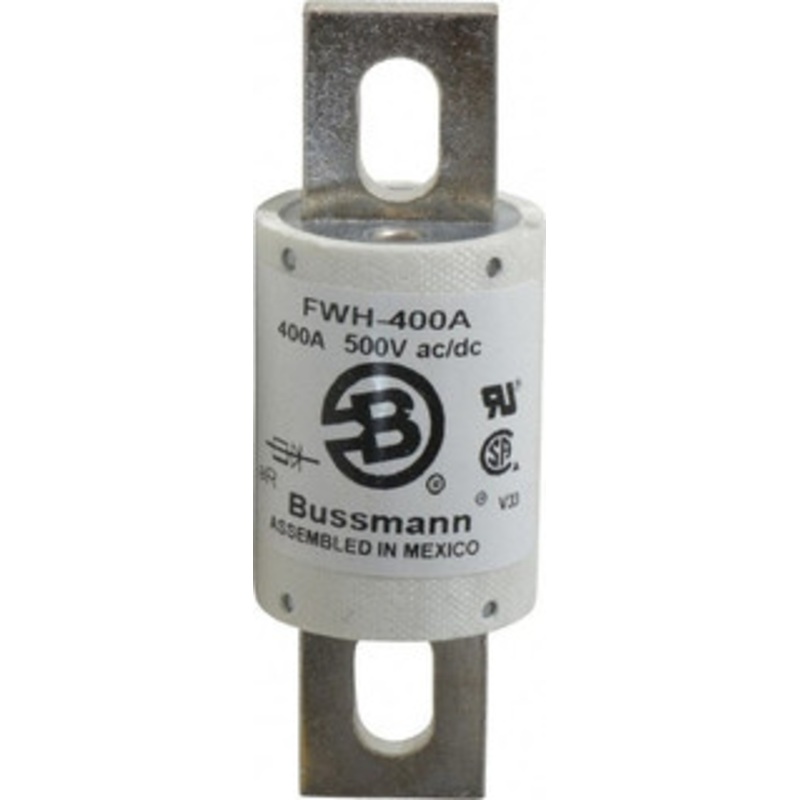 Bussmann 500 VAC/VDC, 400 Amp, Fast-Acting Semiconductor/High Speed Fuse Bolt-on Mount, 4-11/32 OAL, 200 (RMS Symmetrical), 50 at DC kA Rating, 1-1/2 Diam FWH-400A - 75382838