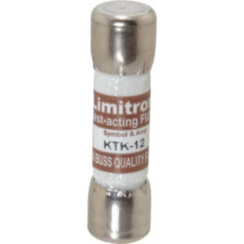 Bussmann 600 VAC, 12 Amp, Fast-Acting General Purpose Fuse Fuse Holder Mount, 1-1/2 OAL, 100 at AC kA Rating, 13/32 Diam KTK-12 - 74973991