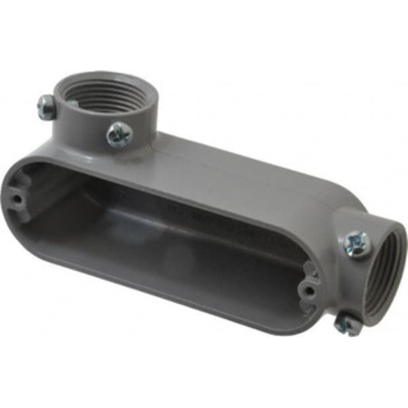 Crouse-Hinds Form 5, LL Body, 1 Trade, EMT, IMC, Rigid Aluminum Conduit Body Rectangle, 15.35 OAL, 12.2 cc Capacity, Gray LL35 MT - 04507125