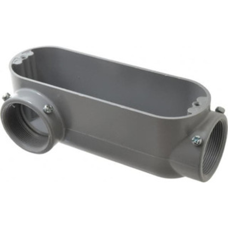 Crouse-Hinds Form 5, LR Body, 2 Trade, EMT, IMC, Rigid Aluminum Conduit Body Rectangle, 9.88 OAL, 69.7 cc Capacity, Gray LR65 MT - 04507307