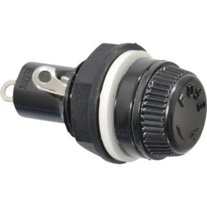 Ferraz Shawmut 1 Pole, 250 VAC, 10 Amp, Panel Mount Fuse Holder Compatible with 3AG Class, 20mm Long x 17mm Wide and 5mm Diameter Fuse GPM-A - 54014402