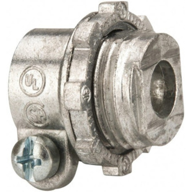 Thomas & Betts 3/8 Trade FMC Conduit Connector Die Cast Zinc, Noninsulated, Straight Connector, Squeeze Clamp Connection XC269 - 73124174