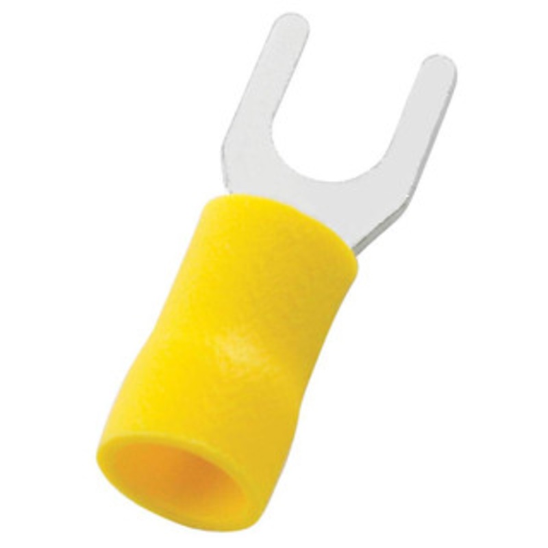 Value Collection Fork Terminals, Terminal Type: Standard, Insulation Type: Partially Insulated, Connection Type: Crimp, Compatible Wire Size (sq mm): 4.0-6.0 (mm), Compatible Wire Size (AWG): 12-10, Stud Size (mm): 5.3 SV5-5 - 14736847