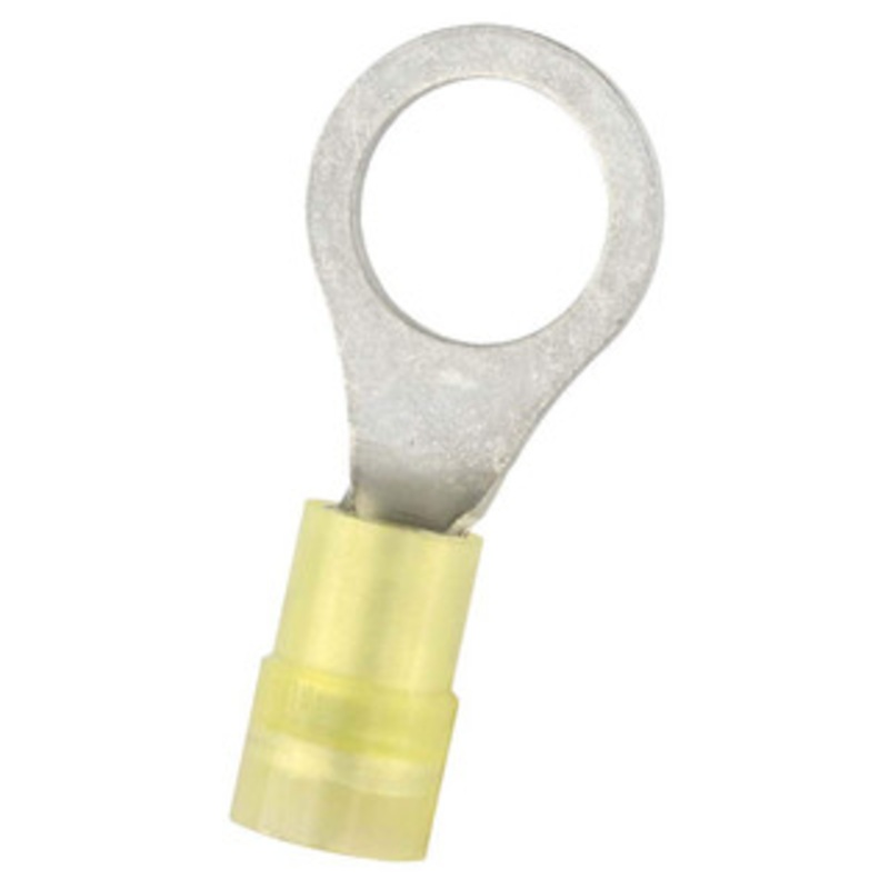 Value Collection Ring Terminals, Terminal Type: Circular, Insulation Type: Partially Insulated, Connection Type: Crimp, Compatible Wire Size (AWG): 12-10, Compatible Wire Size (sq mm): 4.0-6.0 (mm), Stud Size (mm): 10.50 RNYD5-10 - 14736961