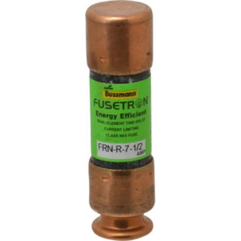 Bussmann 125 VDC, 250 VAC, 7.5 Amp, Time Delay General Purpose Fuse Fuse Holder Mount, 50.8mm OAL, 20 at DC, 200 (RMS) kA Rating, 9/16 Diam FRN-R-7-1/2 - 84680529