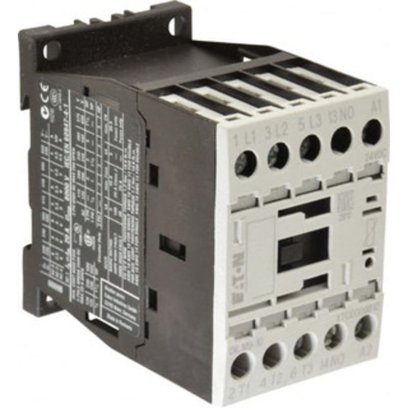 Eaton Cutler-Hammer 3 Pole, 24 to 27 Coil VDC, 20 Amp, Nonreversible Open Enclosure IEC Contactor 1 Phase hp: 0.5 at 115 V, 1 at 200 V, 1.5 at 230 V, 3 Phase hp: 3 at 200 V, 3 at 230 V, 5 at 460 V, 7.5 at 575 V XTCE009B10TD - 08804668