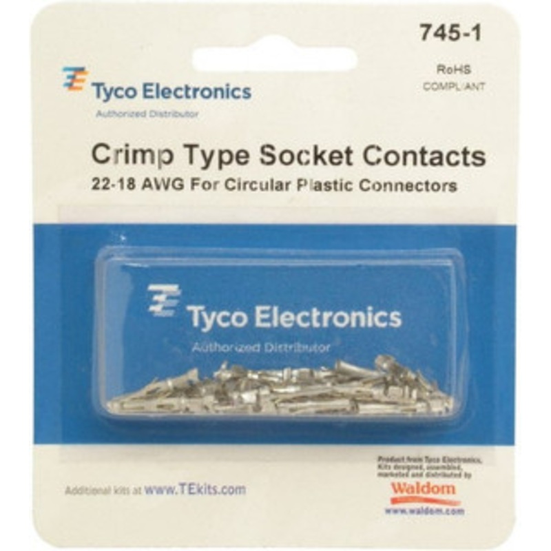 TE Connectivity Socket Contact Connector Kit 22 to 18 AWG Compatible Wire Size 745-1 - 07512957
