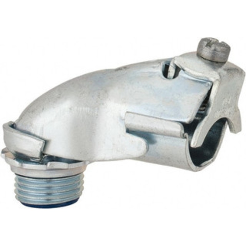 Thomas & Betts 1/2 Trade FMC Conduit Connector Steel, Insulated, Angled Connector, Set Screw Connection 3132 - 54057955