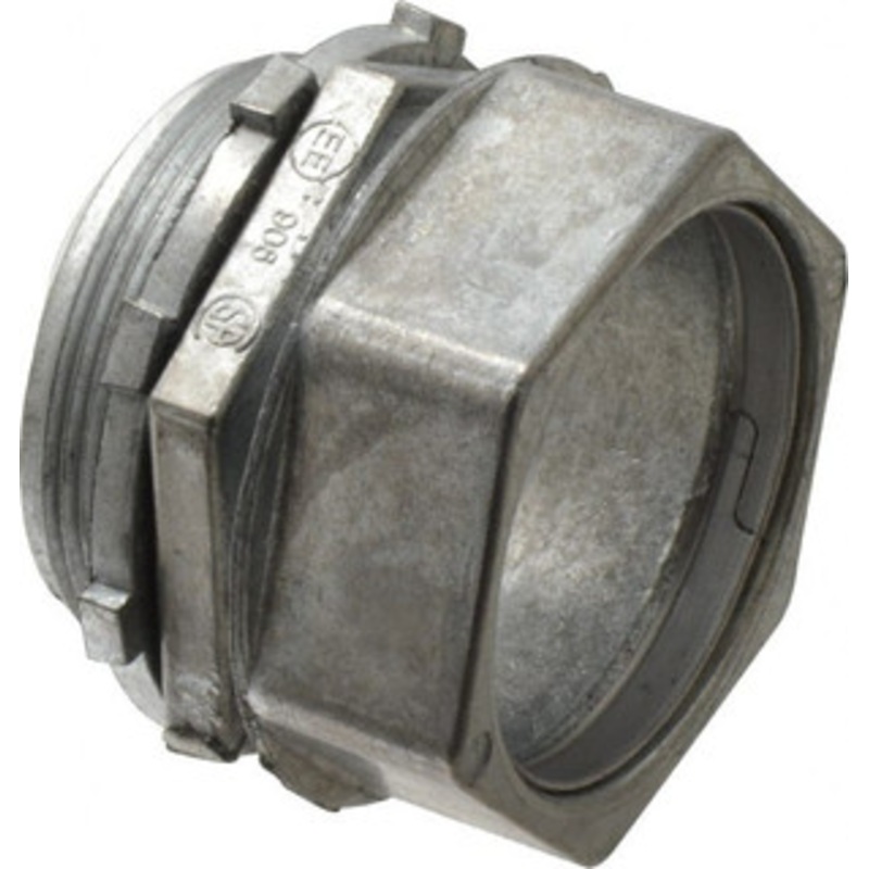 Thomas & Betts 2 Trade EMT Conduit Connector Die Cast Zinc, Noninsulated, Straight Connector, Compression Connection TC216SC - 00124354