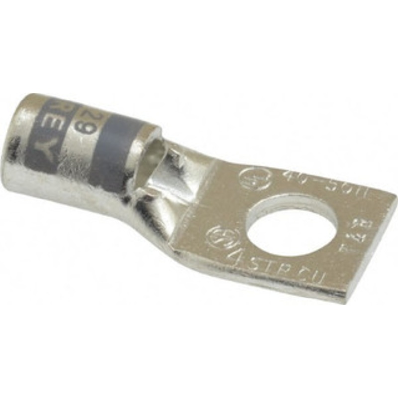 Thomas & Betts 4 AWG Noninsulated Compression Connection Square Ring Terminal 5/16 Stud, 1.42 OAL x 0.61 Wide, Tin Plated Copper Contact 54139 - 54056601