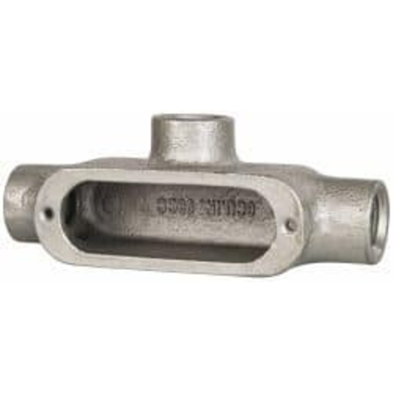 Crouse-Hinds Form 5, T Body, 1/2 Trade, Rigid Malleable Iron Conduit Body Oval, 5.38 OAL, 6 cc Capacity, Gray T50M - 04761631