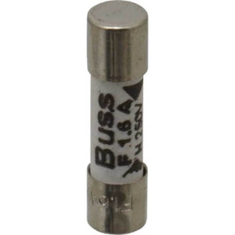 Bussmann 250 VAC, 32 VDC, 1.6 Amp, Fast-Acting Miniature Ceramic Fuse 20mm OAL, 5mm Diam GDA-1.6A - 84680750