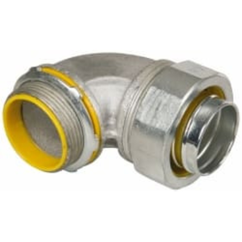 Crouse-Hinds 1-1/2 Trade Liquidtight Conduit Connector Malleable Iron, Insulated, Angled Connector, Threaded Connection LTB15090 - 04517579