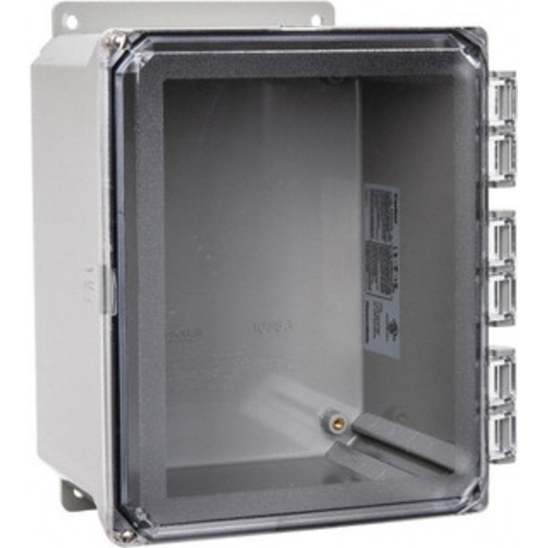 Thomas & Betts NEMA 1, 2, 3, 4, 12, 3S, 3SX, 3X, 4X Polycarbonate Standard Enclosure with Hinge Flat Cover 8 Wide x 10 High x 6 Deep, Impact Resistant NC1086 - 54088869