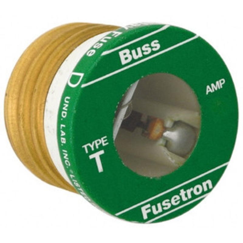 Bussmann 125 VAC, 25 Amp, Time Delay Plug Fuse Fuse Holder Mount, 2.38 OAL, 10 (RMS Symmetrical) kA Rating, 2-1/4 Diam T-25 - 71921266