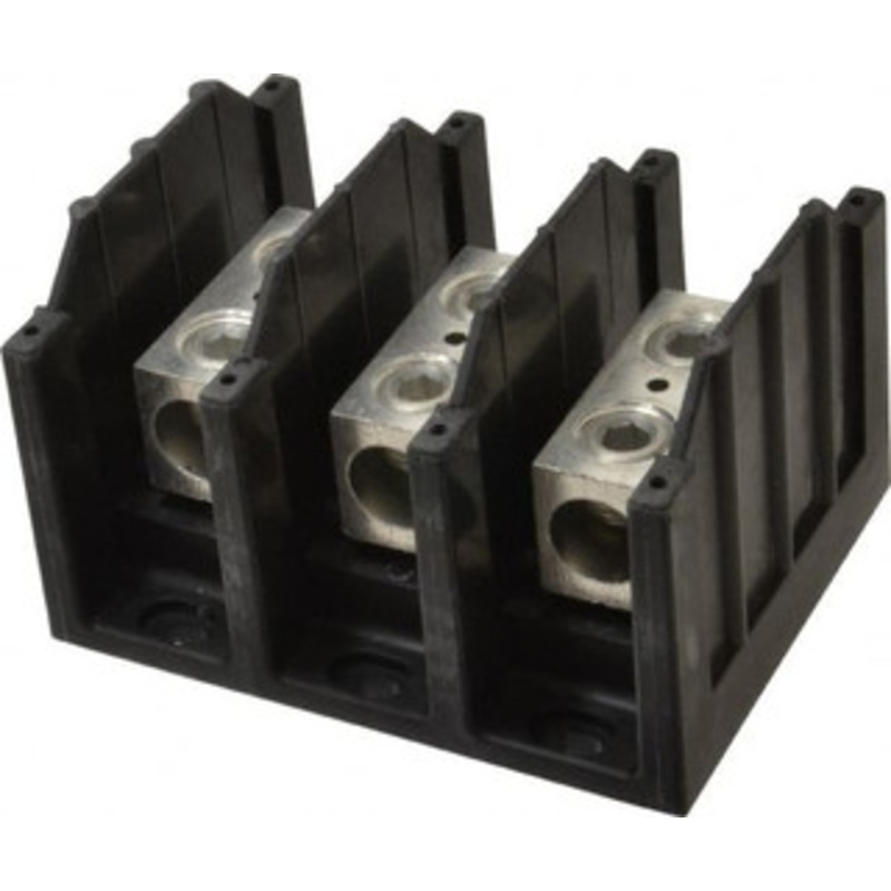 Bussmann 3 Poles, 310 Amp, 350 kcmil-6 AWG (Cu/Al) Primary, 350 kcmil-6 AWG (Cu/Al) Secondary, Thermoplastic Power Distribution Block 600 VAC/VDC, 1 Primary Connection, 5.2 Inch Long x 3.32 Inch Deep x 4 Inch High 16303-3 - 84720457