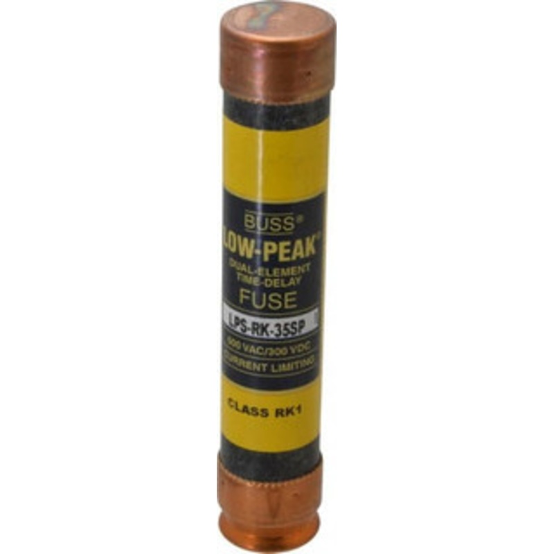 Bussmann 300 VDC, 600 VAC, 35 Amp, Time Delay General Purpose Fuse Fuse Holder Mount, 5-1/2 OAL, 100 at DC, 300 at AC (RMS) kA Rating, 1-1/16 Diam LPS-RK-35SP - 74973322