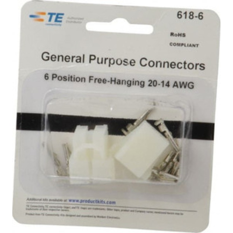 TE Connectivity Free Hanging Connector Kit 20 to 14 AWG Compatible Wire Size 618-6 - 07513385