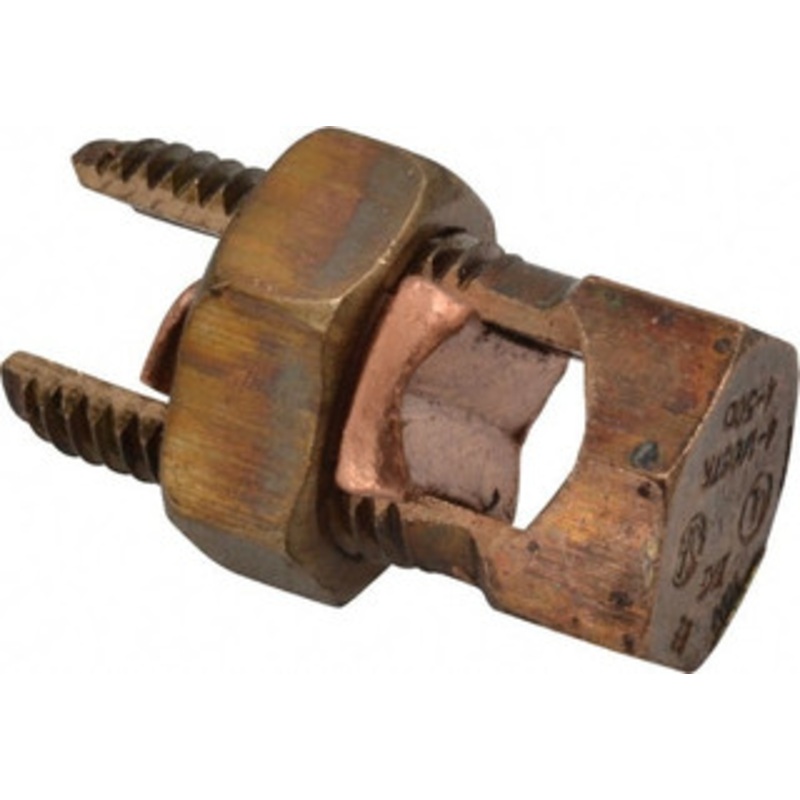 Thomas & Betts 14 to 1/0 AWG, Copper Wire Compatible, Copper Alloy, Hex Split Bolt Connector 1-19/32 OAL, 3/4 Head Width, 15/16 Base Width 10H - 54057575