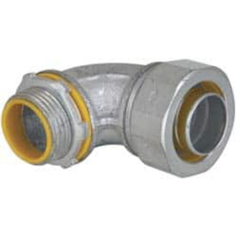 Crouse-Hinds 1 Trade Liquidtight Conduit Connector Malleable Iron, Insulated, Angled Connector, Threaded Connection LTB10090 - 04517504