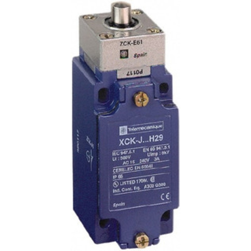 Telemecanique Sensors SPDT, NC/NO, 240 VAC, 250 VDC, Screw Terminal, End Plunger Actuator, General Purpose Limit Switch 1, 2, 3, 4, 12 NEMA Rating, IP66 IPR Rating XCKJ161H7 - 59760157