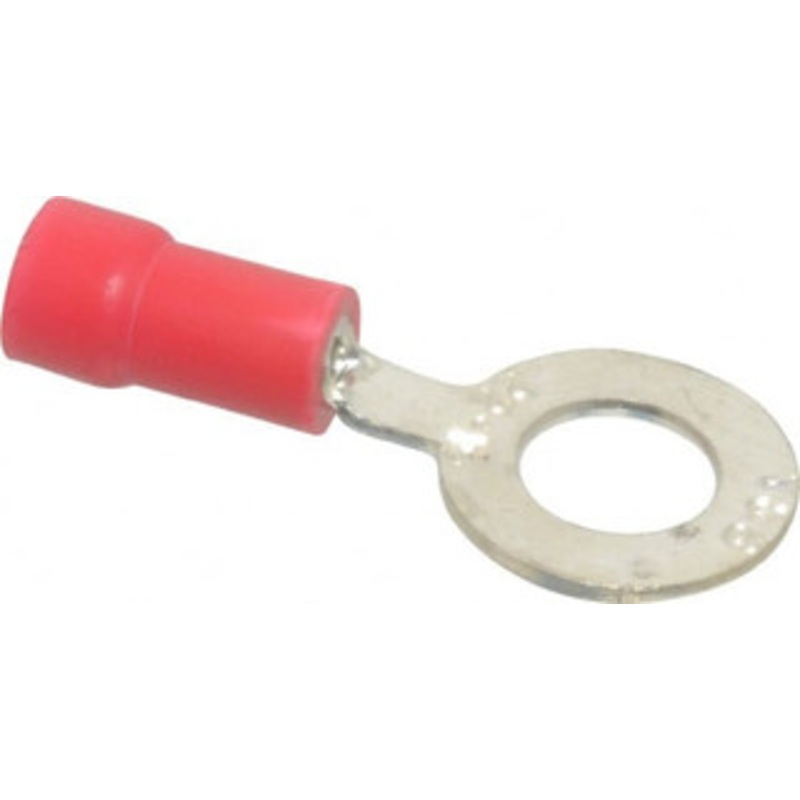 Thomas & Betts 22-16 AWG Partially Insulated Crimp Connection D Shaped Ring Terminal 1/4 Stud, 1.13 OAL x 1/2 Wide, Tin Plated Copper Contact 18RA-14 - 54063797
