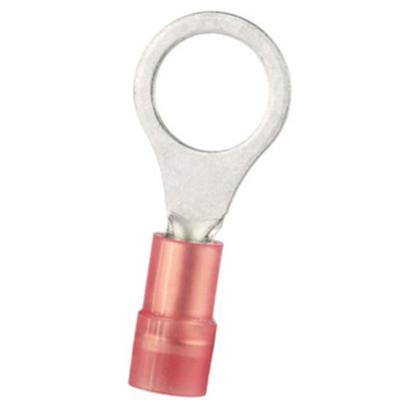 Value Collection Ring Terminals, Terminal Type: Circular, Insulation Type: Partially Insulated, Connection Type: Crimp, Compatible Wire Size (AWG): 22-16, Compatible Wire Size (sq mm): 0.5-1.5 (mm), Stud Size (mm): 8.40 RNYD1-8 - 14737050