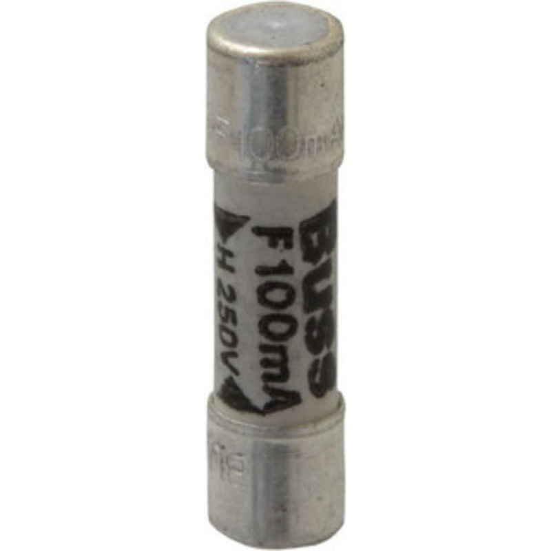 Bussmann 250 VAC, 32 VDC, 0.1 Amp, Fast-Acting Miniature Ceramic Fuse 20mm OAL, 5mm Diam GDA-100MA - 84680776