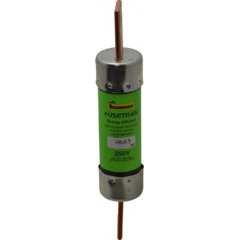 Bussmann 250 VAC, 75 Amp, Time Delay General Purpose Fuse Bolt-on Mount, 5-7/8 OAL, 20 at DC, 200 (RMS) kA Rating, 1-1/16 Diam FRN-R-75 - 75908392