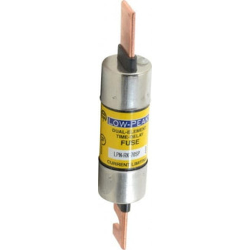 Bussmann 250 VAC/VDC, 70 Amp, Time Delay General Purpose Fuse Bolt-on Mount, 5-7/8 OAL, 100 at DC, 300 at AC (RMS) kA Rating, 1-1/16 Diam LPN-RK-70SP - 74874843