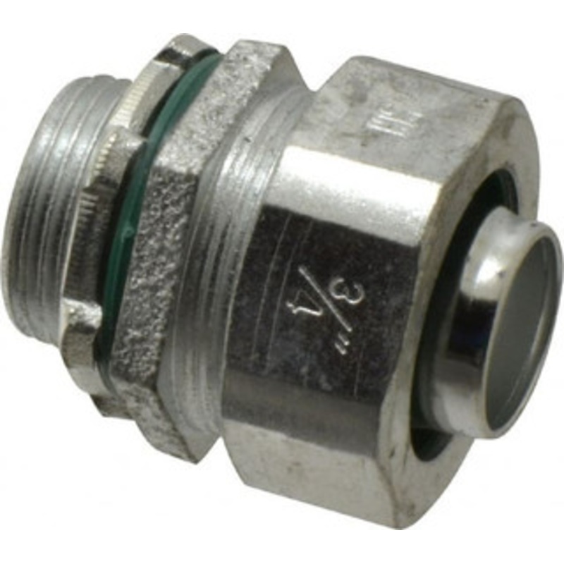 Crouse-Hinds 3/4 Trade Liquidtight Conduit Connector Malleable Iron, Noninsulated, Straight Connector, Threaded Connection LT75G - 04913802
