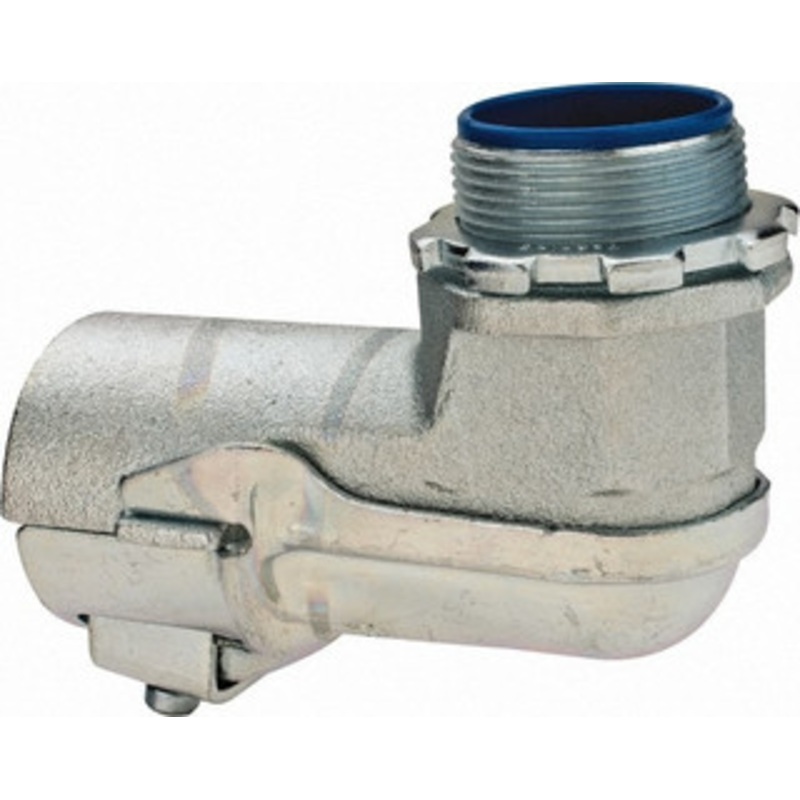 Thomas & Betts 1-1/2 Trade FMC Conduit Connector Malleable Iron, Insulated, Angled Connector, Set Screw Connection 3139 - 54057997