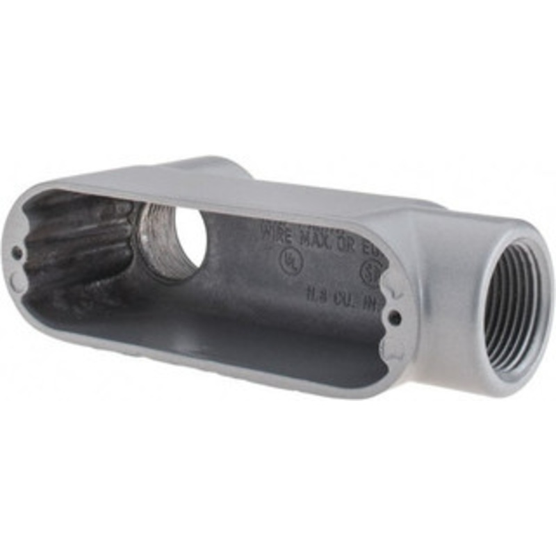 Thomas & Betts LB Body, 1 Trade, IMC, Rigid Aluminum Conduit Body Oval, 5-15/16 OAL, 11.8 cc Capacity, Gray ALB-3 - 62409347