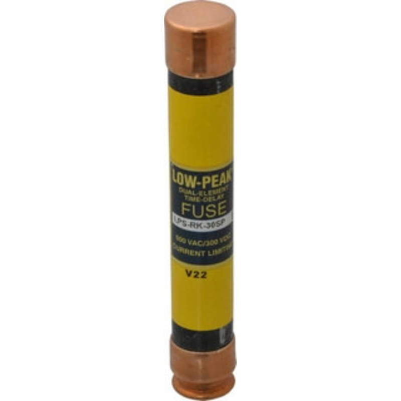 Bussmann 300 VDC, 600 VAC, 30 Amp, Time Delay General Purpose Fuse Fuse Holder Mount, 127mm OAL, 100 at DC, 300 at AC (RMS) kA Rating, 13/16 Diam LPS-RK-30SP - 74973306