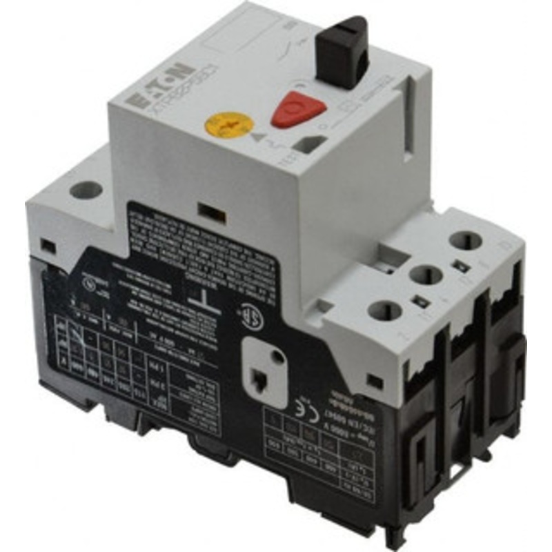 Eaton Cutler-Hammer 2.5 Amp, IEC, Open Pushbutton Manual Motor Starter 45mm Wide x 85mm Deep x 3.6667 High, 1 hp at 480 V, 1/2 hp at 200V, 1/2 hp at 240 V & 1-1/2 hp at 600 V, CE Approved, CSA Certified, DIN VDE, EN/IEC XTPB2P5BC1 - 08805707