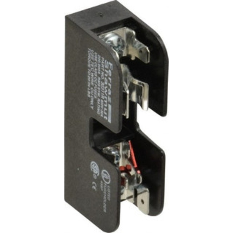 Ferraz Shawmut 1 Pole, 10 to 14 AWG, 600 VAC/VDC, 30 Amp, DIN Rail Mount, Screw Mount Fuse Block 13/32 Inch Diameter x 1-1/2 Inch Fuse Length, 3.04 Inch Long x 0.85 Inch Wide x 1.31 Inch High Block 30311R - 54002621
