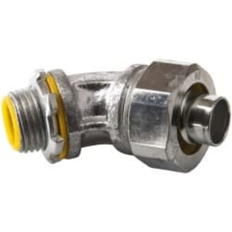 Crouse-Hinds 1/2 Trade Liquidtight Conduit Connector Malleable Iron, Insulated, Angled Connector, Threaded Connection LTB5045 - 04517736